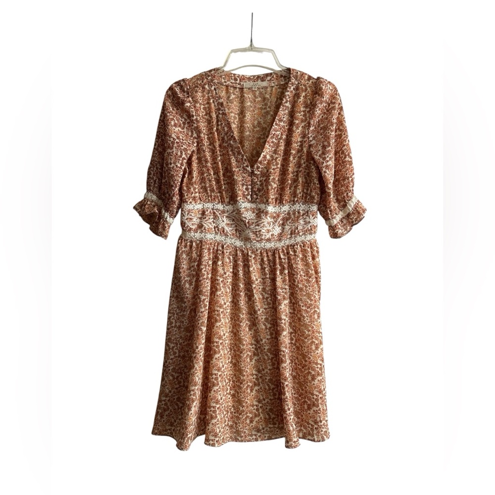 Floral Prairie Style Dress with Beautiful Embroidery- Size XS